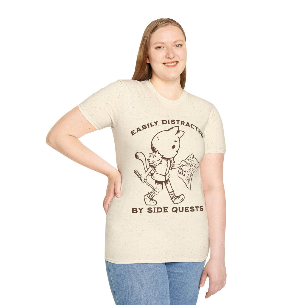 Easily Distracted by Side Quests T-Shirt - Natural / S