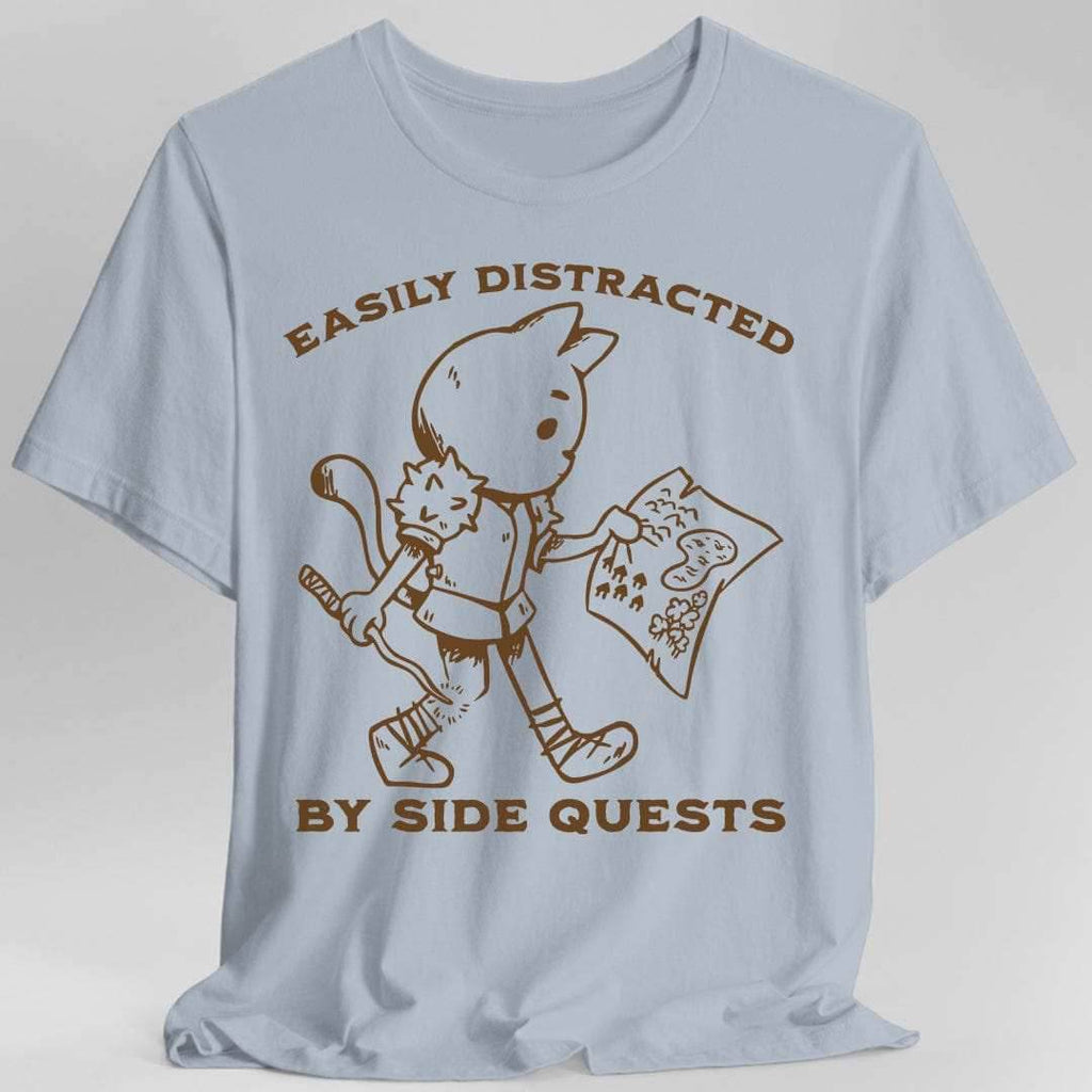Easily Distracted by Side Quests T-Shirt - Light Blue / S