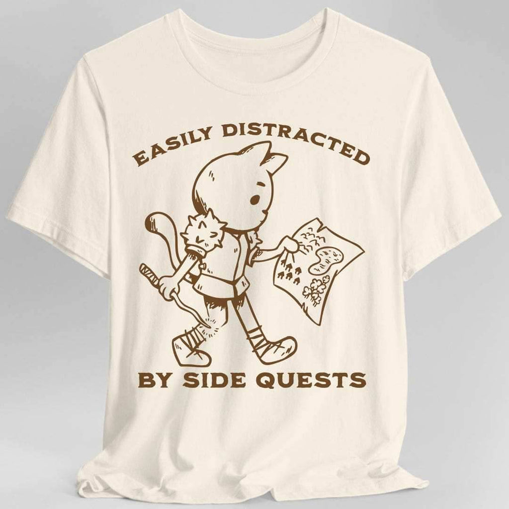 Easily Distracted by Side Quests T-Shirt - Natural / S