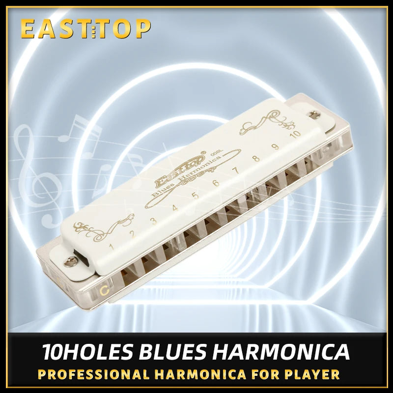 East top 10 hole harmonica professional blues diatonic harmonica for beginner,player,gift