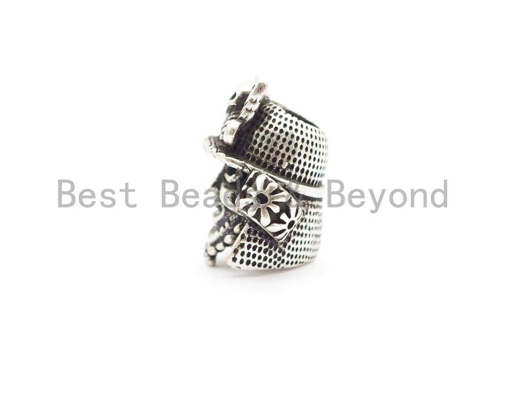 Antique Style Samurai Helmet Bead, Paracord KeyChain Lanyard Beads,Mens Bracelet Findings, 19x19x12mm, 1pc, sku#Y129