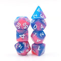 Miami Vice Blue/Pink Glitter/Swirl 7-Dice Set by HendgaDice - 