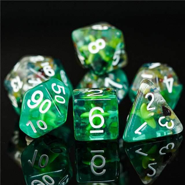 Sea Green Starfish Dice 7-Dice Set Resin Dungeons and Dragons Dice - 