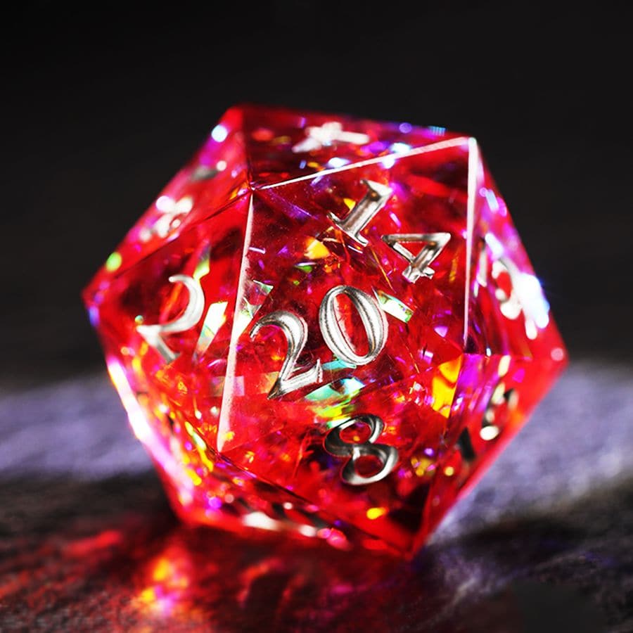 Rose Red Ice Crystal Dice Set Acrylic - Role-Players