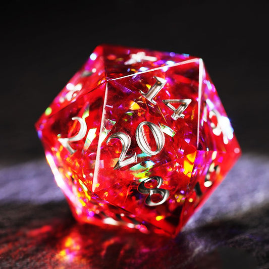 Dice - Rose Red Ice Crystal Dice Set Acrylic