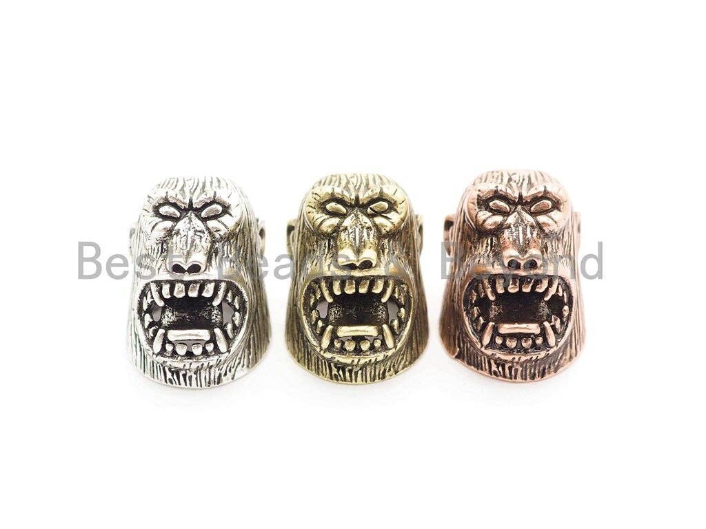 Antique Gorilla Head Bead, For 550 Paracord EDC Survival Bracelet, Men's Bracelet Beads, Paracord KeyChain Beads,14x20x17mm,1pc,sku#Y127