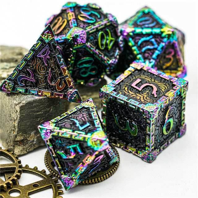 Black Rainbow Metal Dice（Dagger of Venom）7-Dice Udixi RPG - 