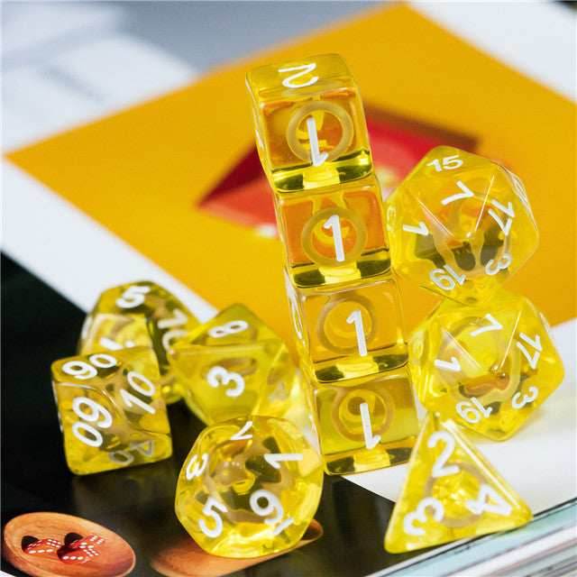 Yellow Circle / Gold Hedgehog Ring Dice 11-Dice Set RPG - 