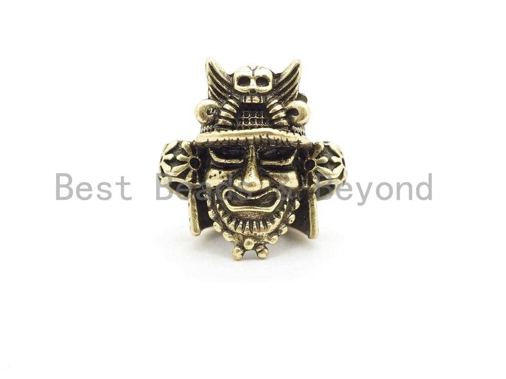 Antique Style Samurai Helmet Bead, Paracord KeyChain Lanyard Beads,Mens Bracelet Findings, 19x19x12mm, 1pc, sku#Y129