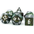 80's Monster Glitter DND Dice (Black,Green,Orange) 7-Dice Dungeons and Dragons Dice - 