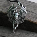 Ancient Egypt Bastet Goddess of Cats Stainless Steel Necklace - Silver