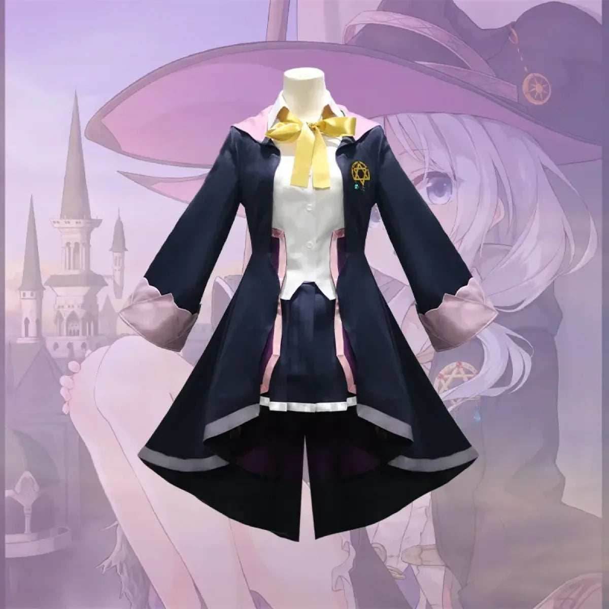 The Journey of Elaina Cosplay Costume - Witch Hat, Wig, Party Dress - S / Costume and Wig