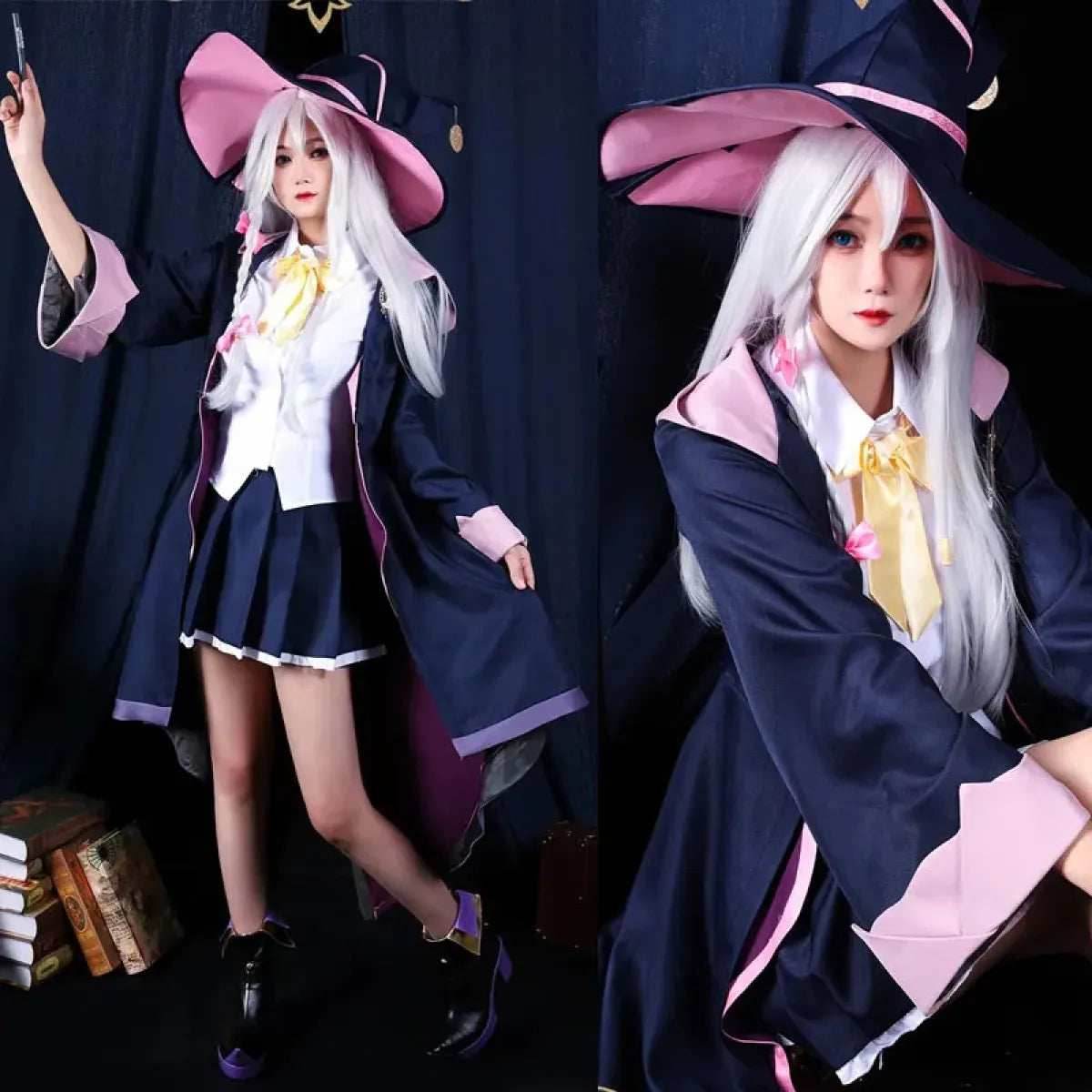 The Journey of Elaina Cosplay Costume - Witch Hat, Wig, Party Dress - S / Costume and Wig