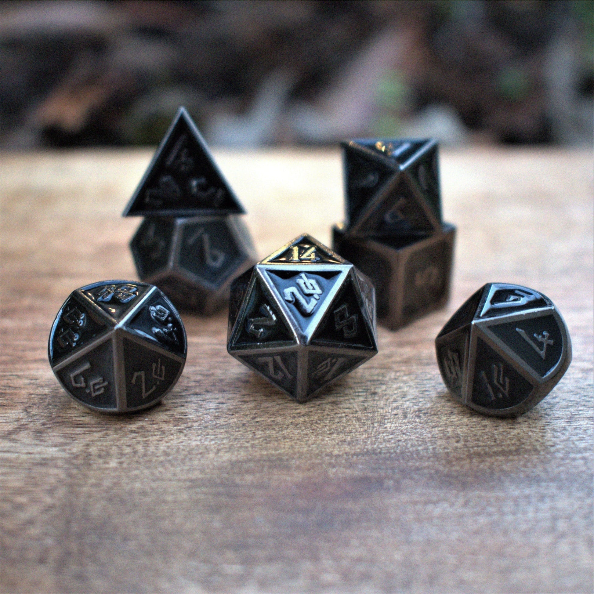 Elder Runes Blackout Metal Dice Set