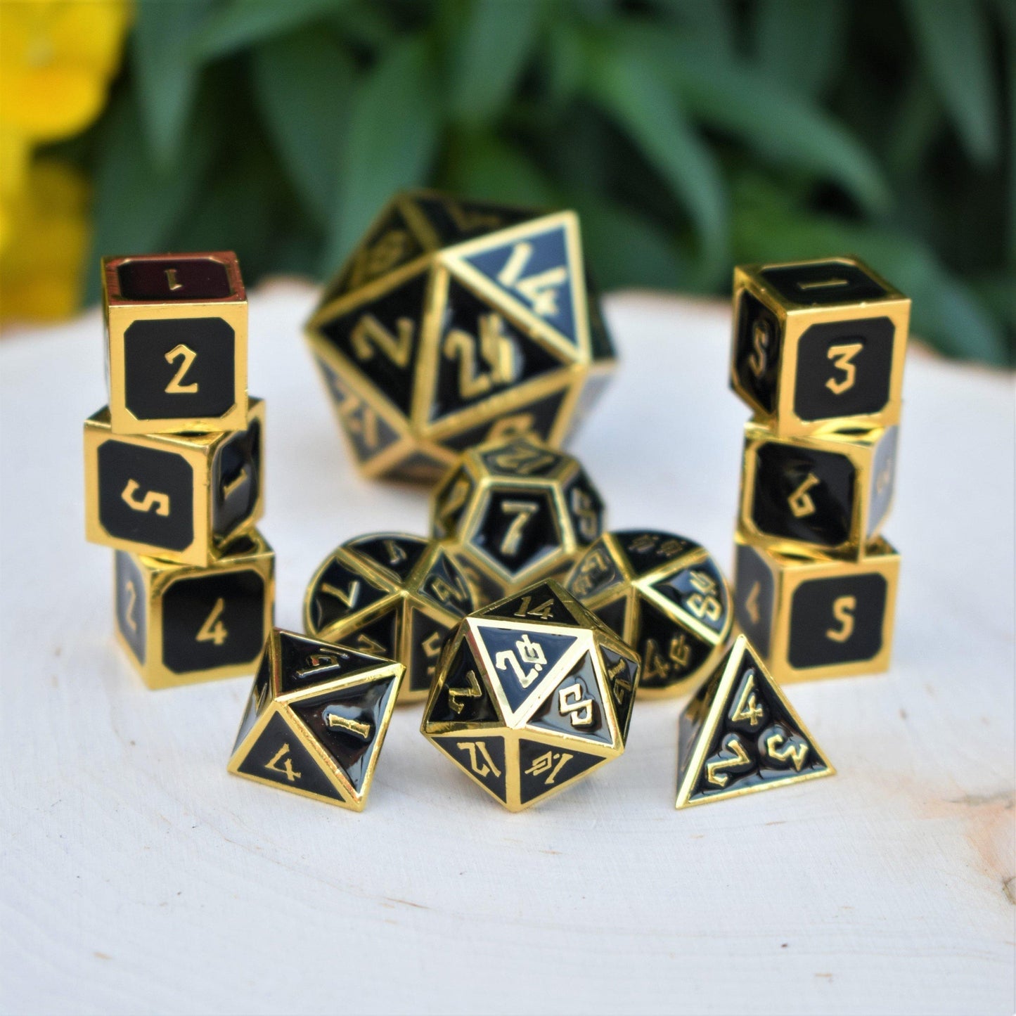 Elder Runes Gold And Shadow Metal Dice Set