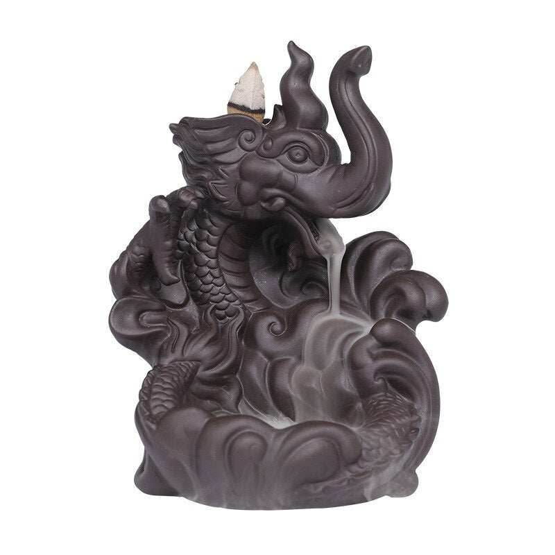 3D Relief Dragonphant Backflow Incense Burner - 