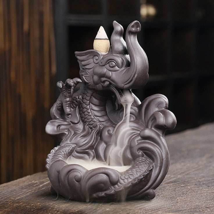 3D Relief Dragonphant Backflow Incense Burner - 