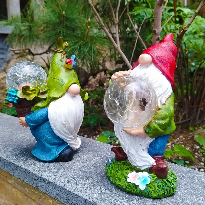 Elf Dwarf Solar Light Ball Resin Decoration