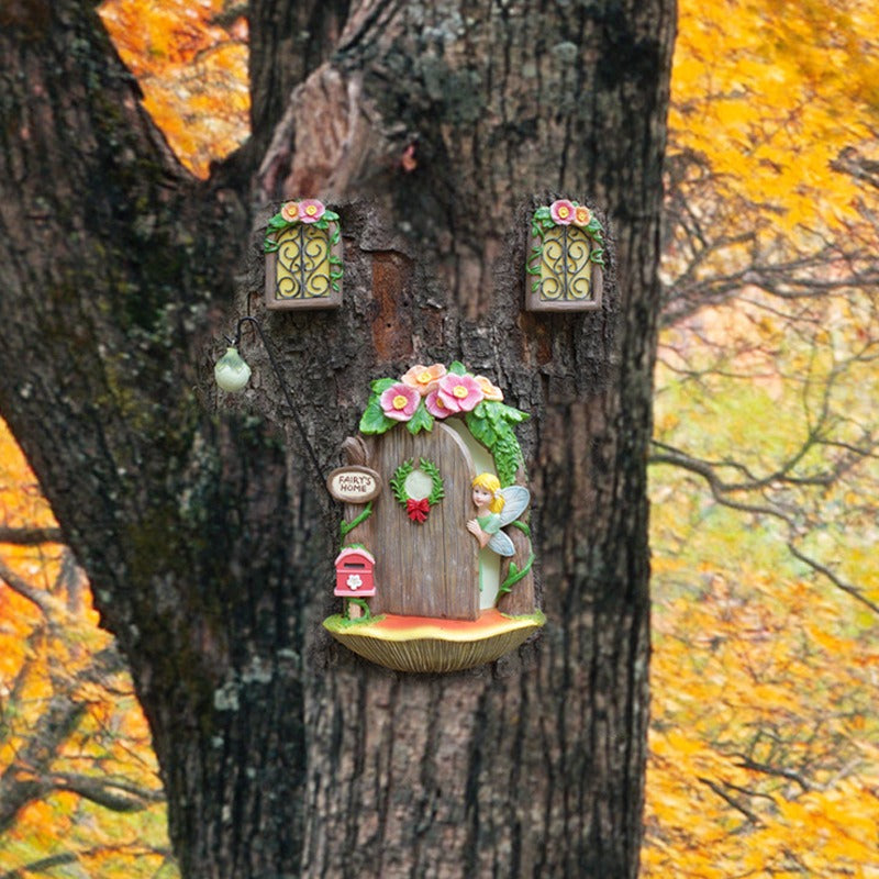 Elf House Garden Resin Night Light Doors and Windows Hangers