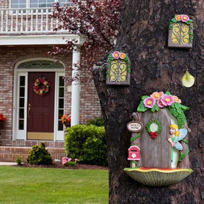 Elf House Garden Resin Night Light Doors and Windows Hangers