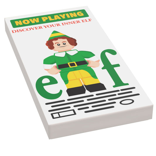 ELF Now Playing Movie Poster (2x4 Tile) made using LEGO part - B3 Customs