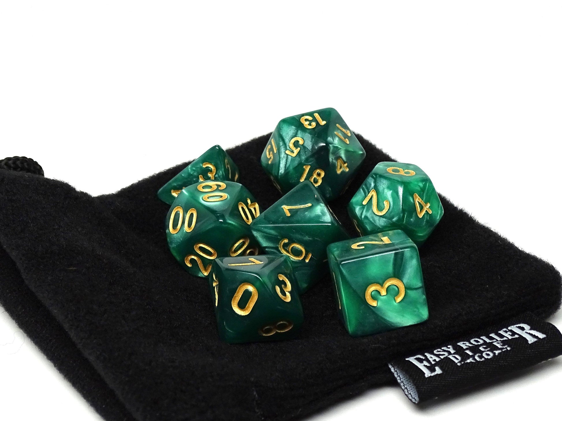 Emerald Marble Dice Collection - 7 Piece Set