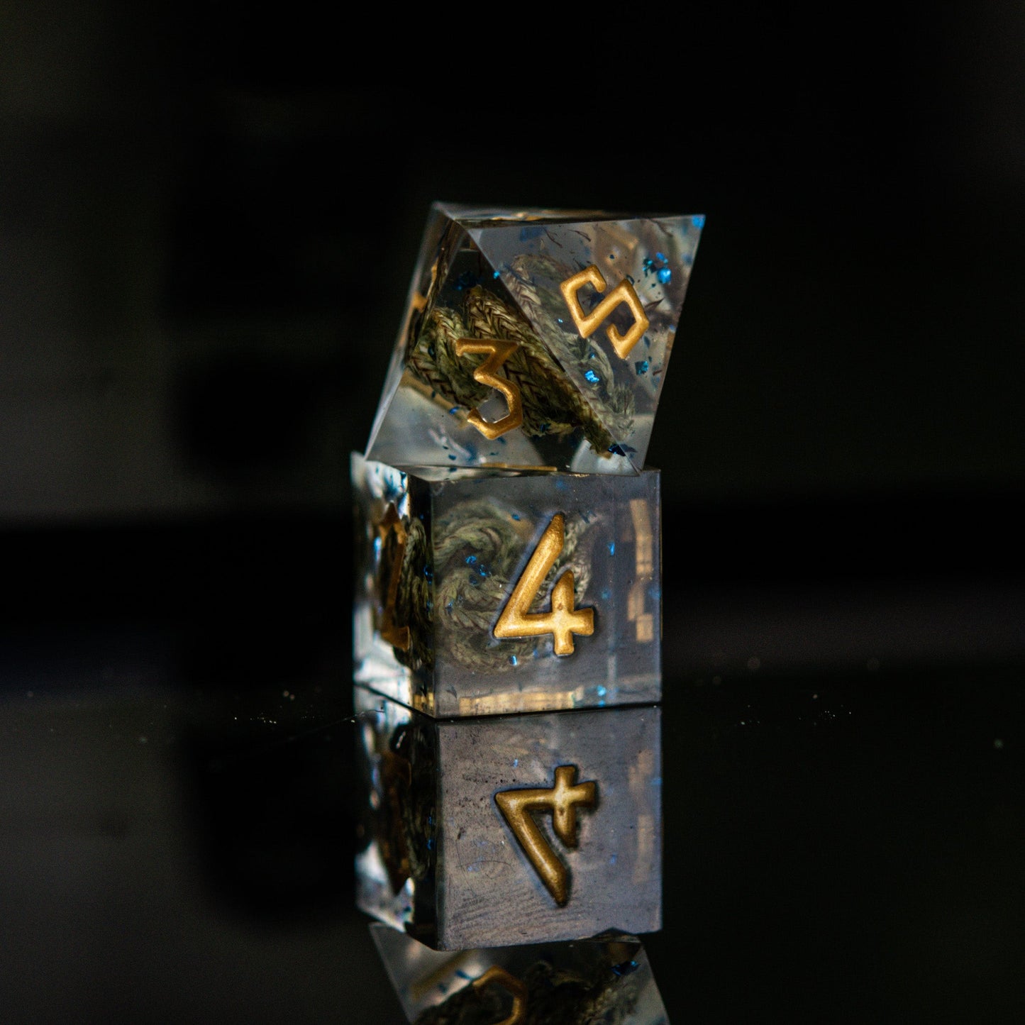 Enchanted Lake Gold Sharp-Edged Resin Dice Set