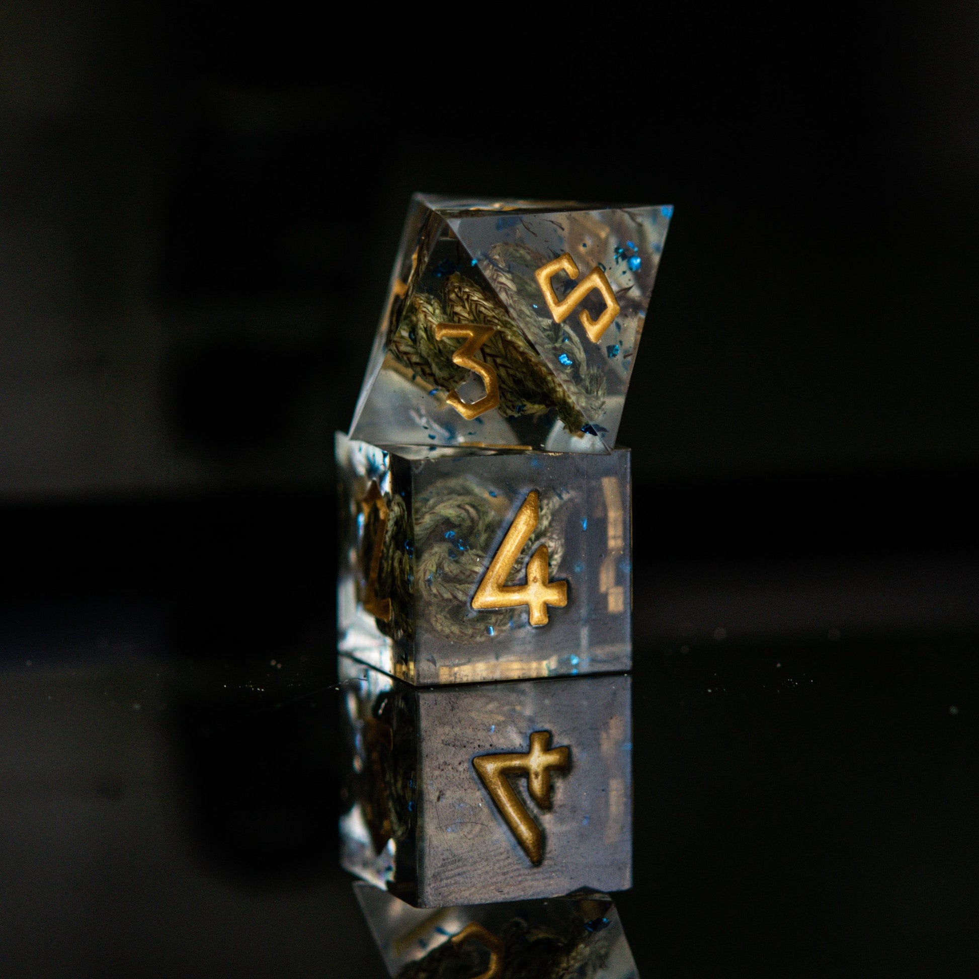 Enchanted Lake Gold Sharp-Edged Resin Dice Set