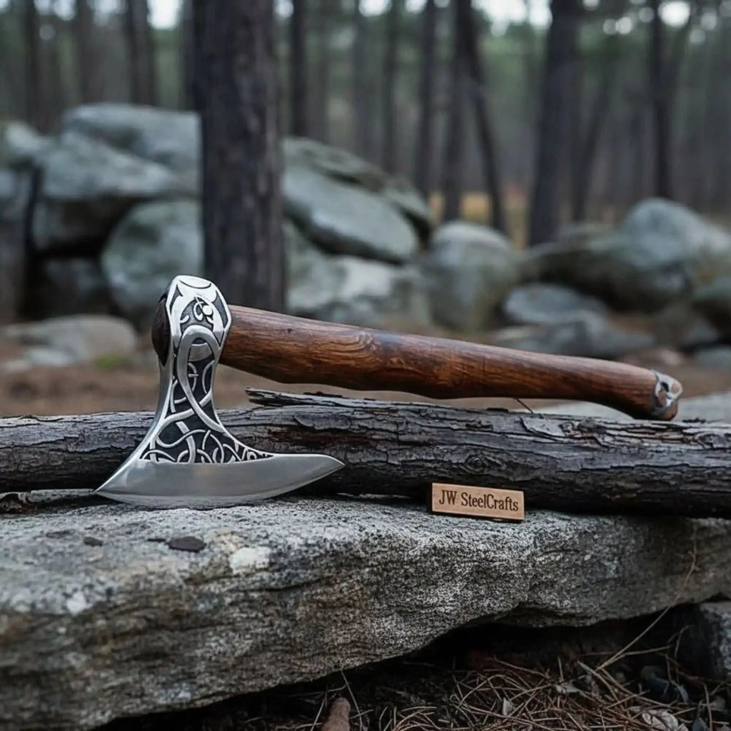 Beautiful handmade steel axe with beautiful handle