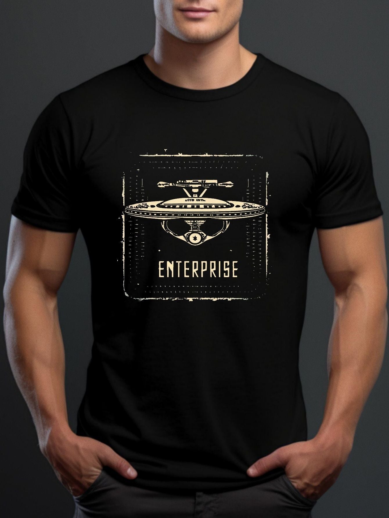 Enterprise Printed T-shirt, Men's T-shirt, Summer Casual Short Sleeved T-shirt