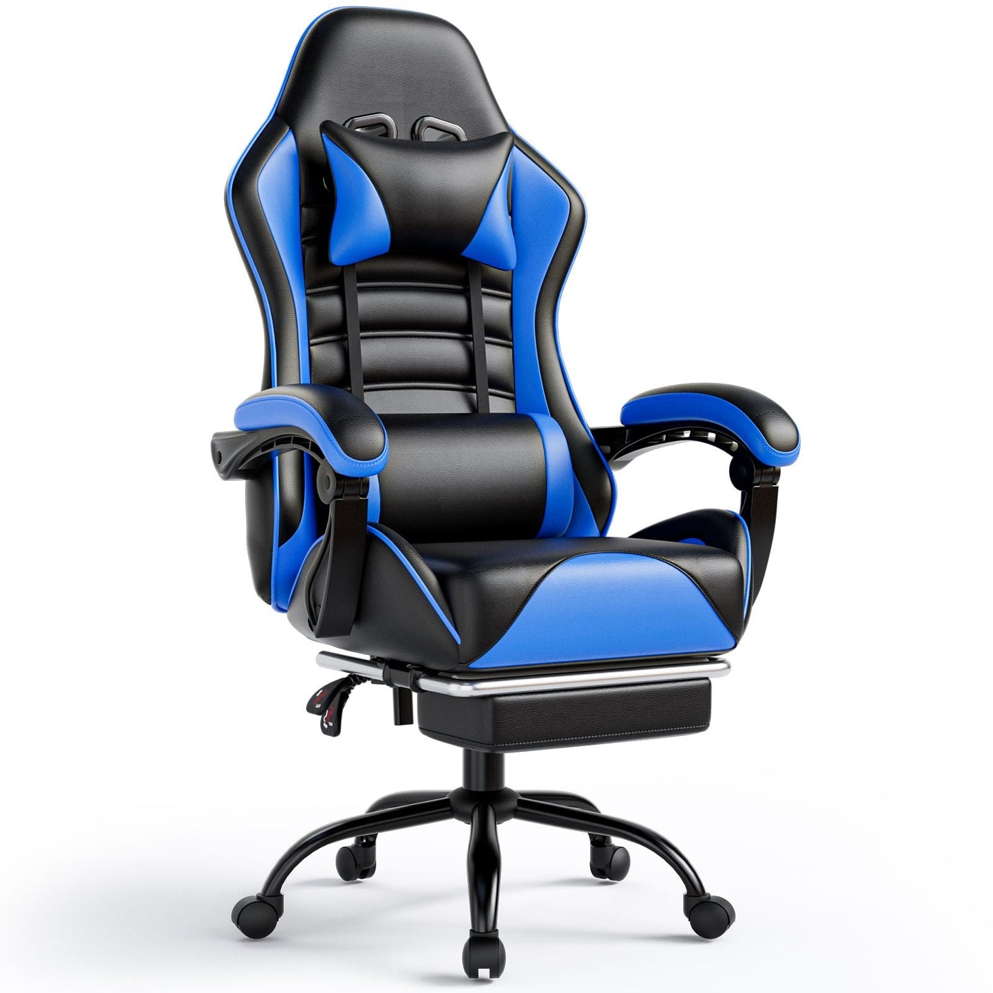 Ergonomic Gaming Chair for Adults, Comfortable Computer Chair for Heavy People, Adjustable Height Office Desk Chair with Wheels, Breathable Leather Video Game Chairs