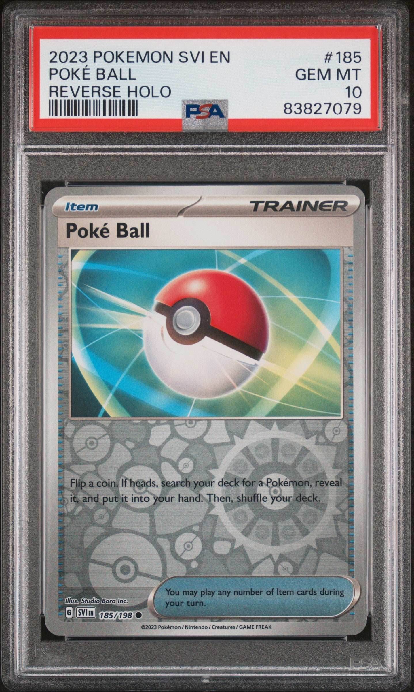 2023 POKEMON SVI EN-SCARLET & VIOLET POKÉ BALL REVERSE HOLO #185 PSA 10 - 