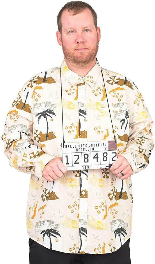 Escobar Shirt and Mugshot Board Halloween Costume - S