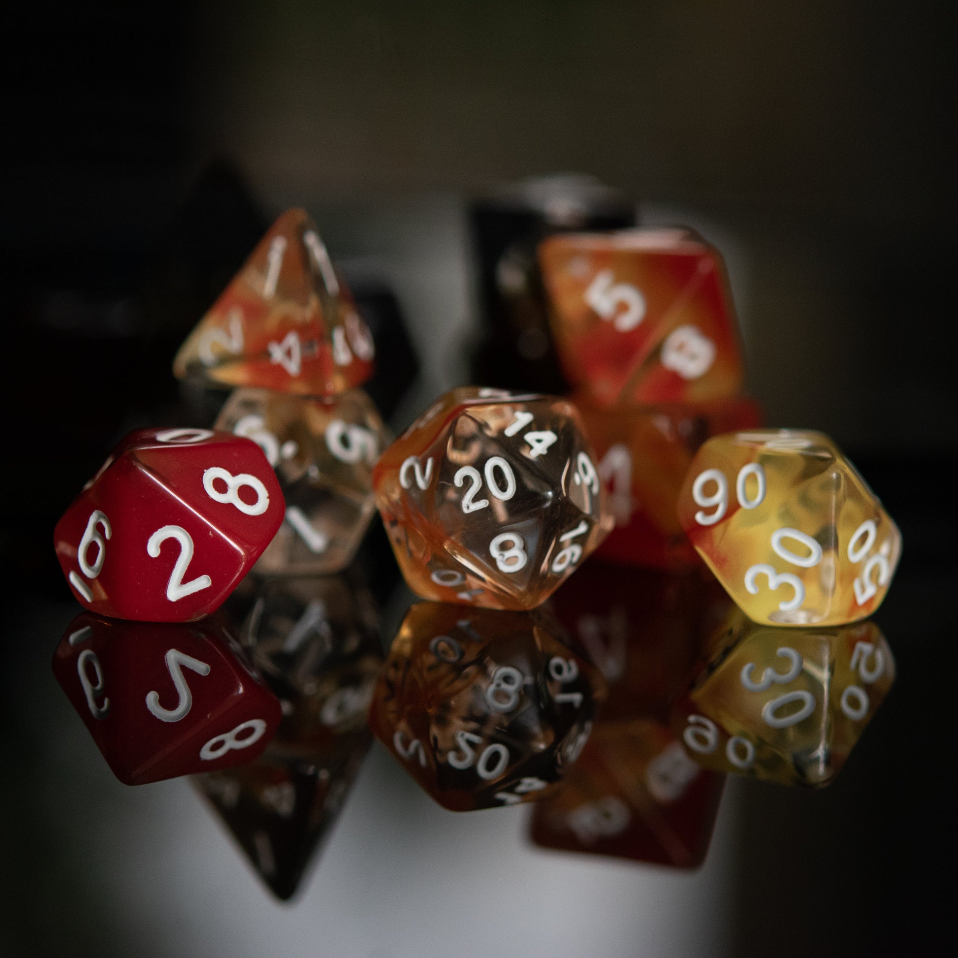 Eternal Flame Acrylic Dice Set