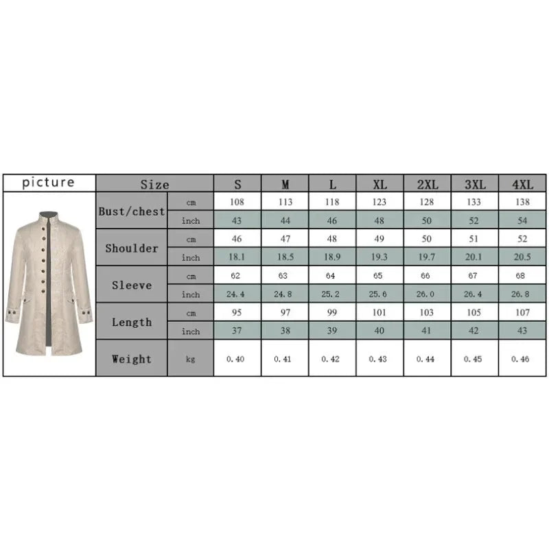 European and American Men's Coats, Dance Costumes, Halloween Jacquard Jackets Medieval Costume Performance Costumes