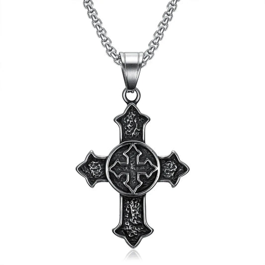 European and American Personality Vintage Medieval Knight  Stainless Steel Men's Pendant Necklace Chain