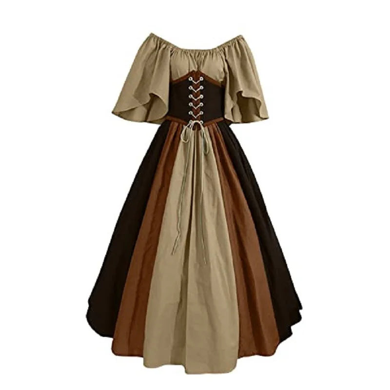 European Medieval Costume for Women Halloween Corset Gothic Renaissance Dress Plus Size Flare Sleeve Ball Gown Cosplay Clothes