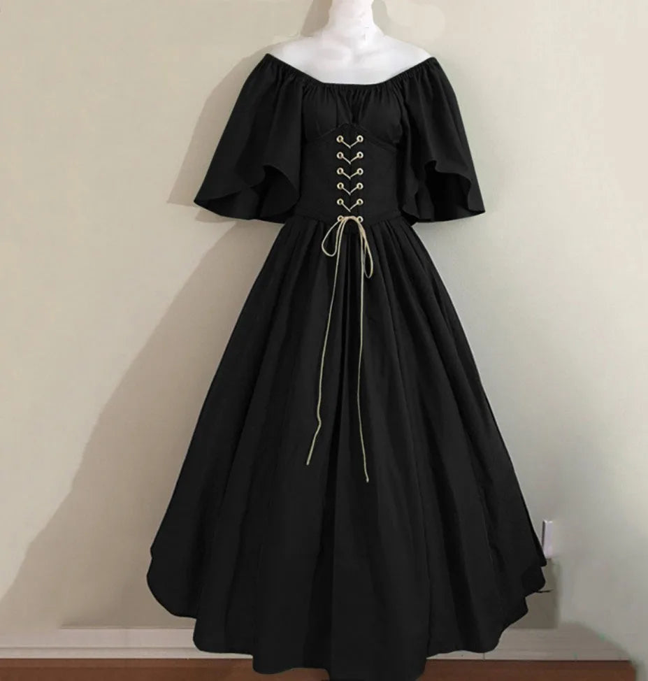 European Medieval Costume for Women Halloween Corset Gothic Renaissance Dress Plus Size Flare Sleeve Ball Gown Cosplay Clothes