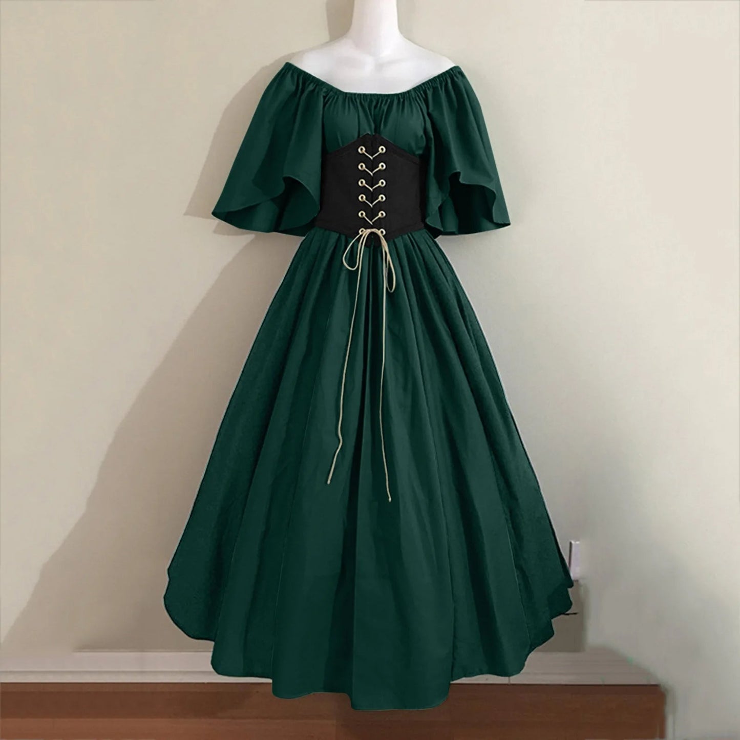 European Medieval Costume for Women Halloween Corset Gothic Renaissance Dress Plus Size Flare Sleeve Ball Gown Cosplay Clothes