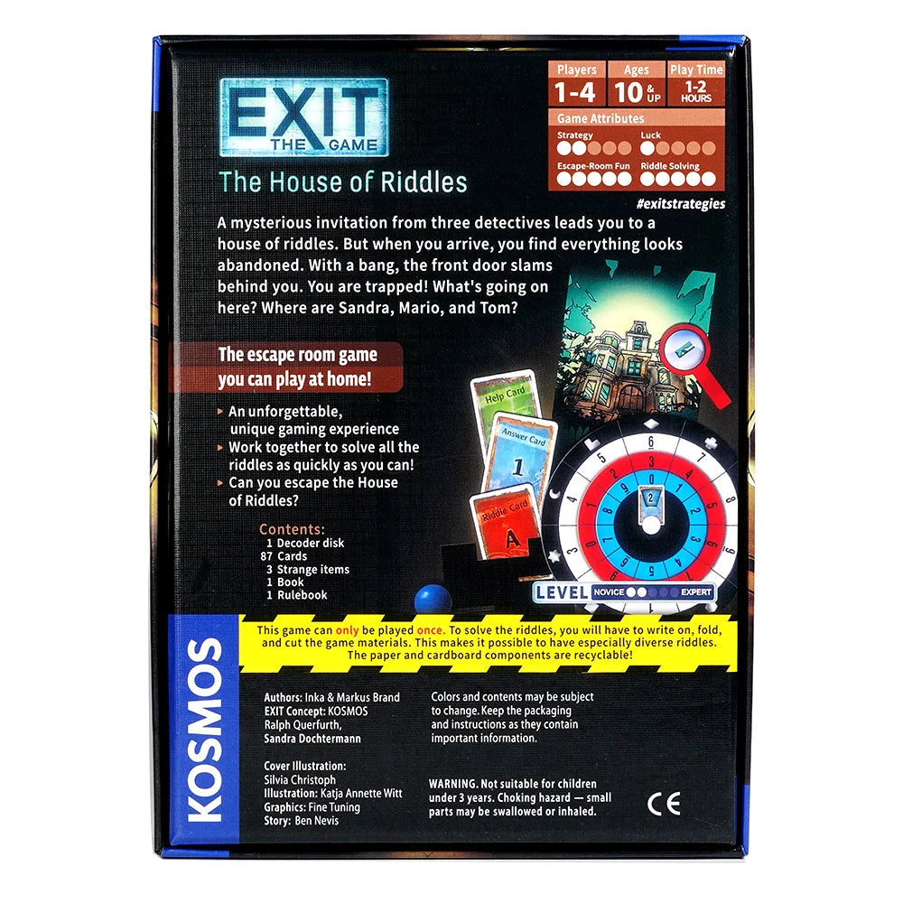 Exit The House of riddles Exit The Game Card Game A Kosmos Game Kennerspiel Des Jahres Winner Family-Friendly Board Game