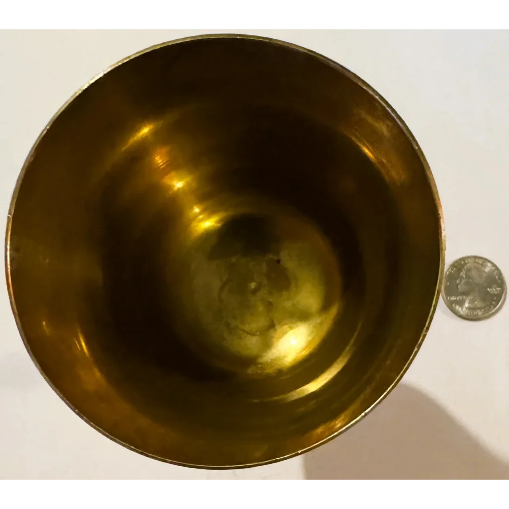 Exquisite Middle Eastern Brass Chalice with Floral Engravings