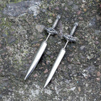 Eye of Providence Sword Stainless Steel Stud Earring - Silver / A Pair