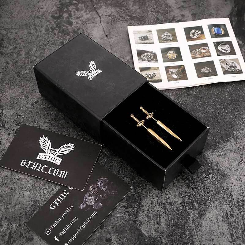Eye of Providence Sword Stainless Steel Stud Earring - Silver / A Pair