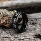 Eye of Ra Ankh Egyptian Symbols Stainless Steel Ring - Stainless Steel / 7