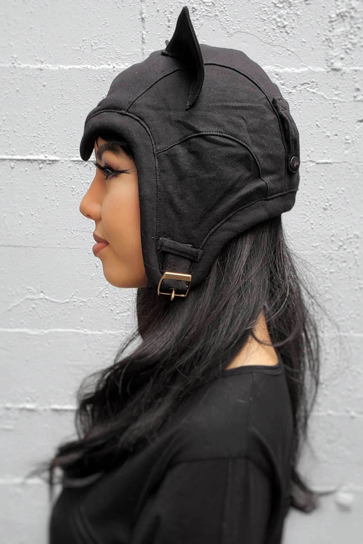 5D x Eyecon Cat Flight Helmet - cotton - Black Baby Terry / One Size