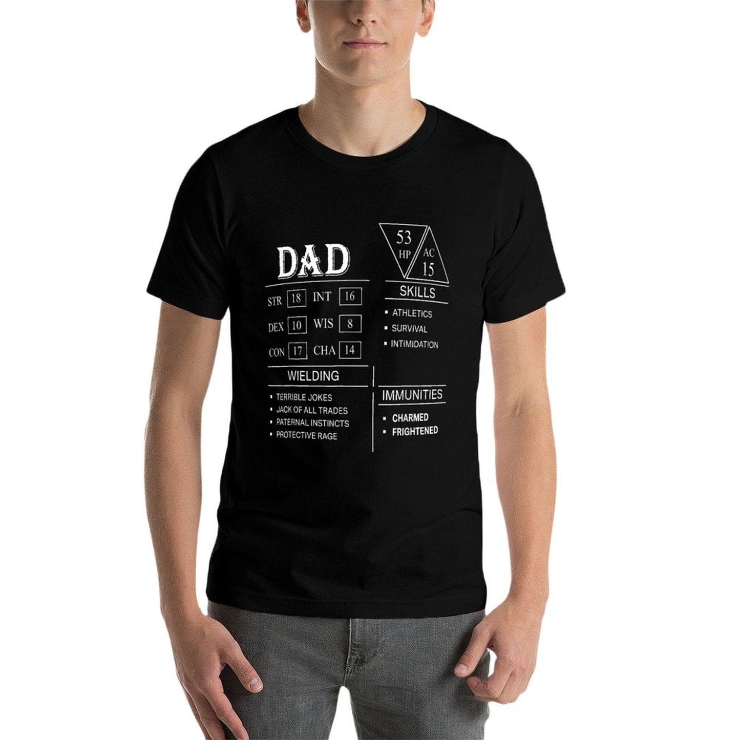 Roleplaying Dice Gamer Dragon Dad Stat Skills Wielding  Vintage-inspired T-Shirt
