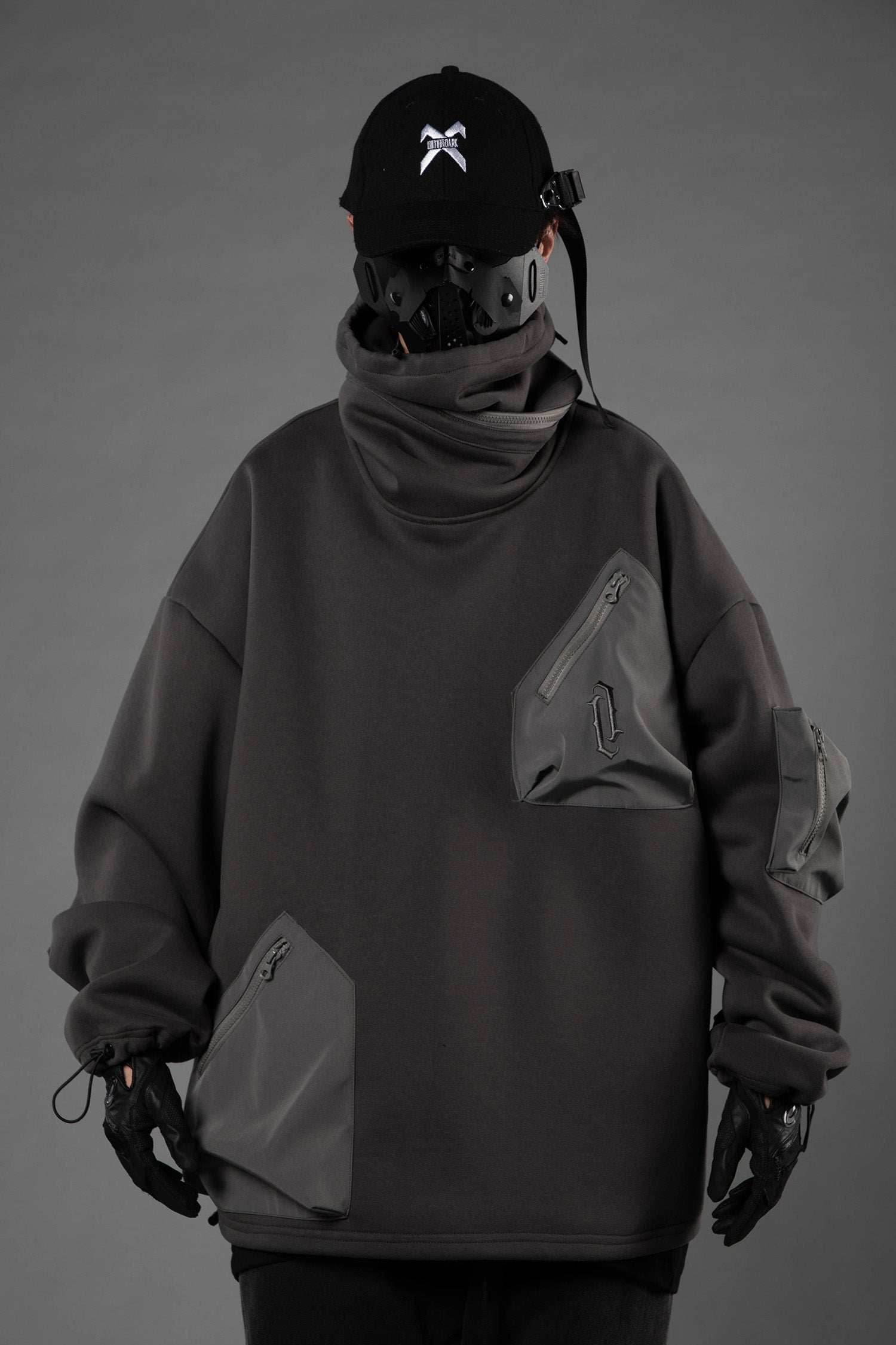 HiH33 Grey Utility Hoodie - Grey / M