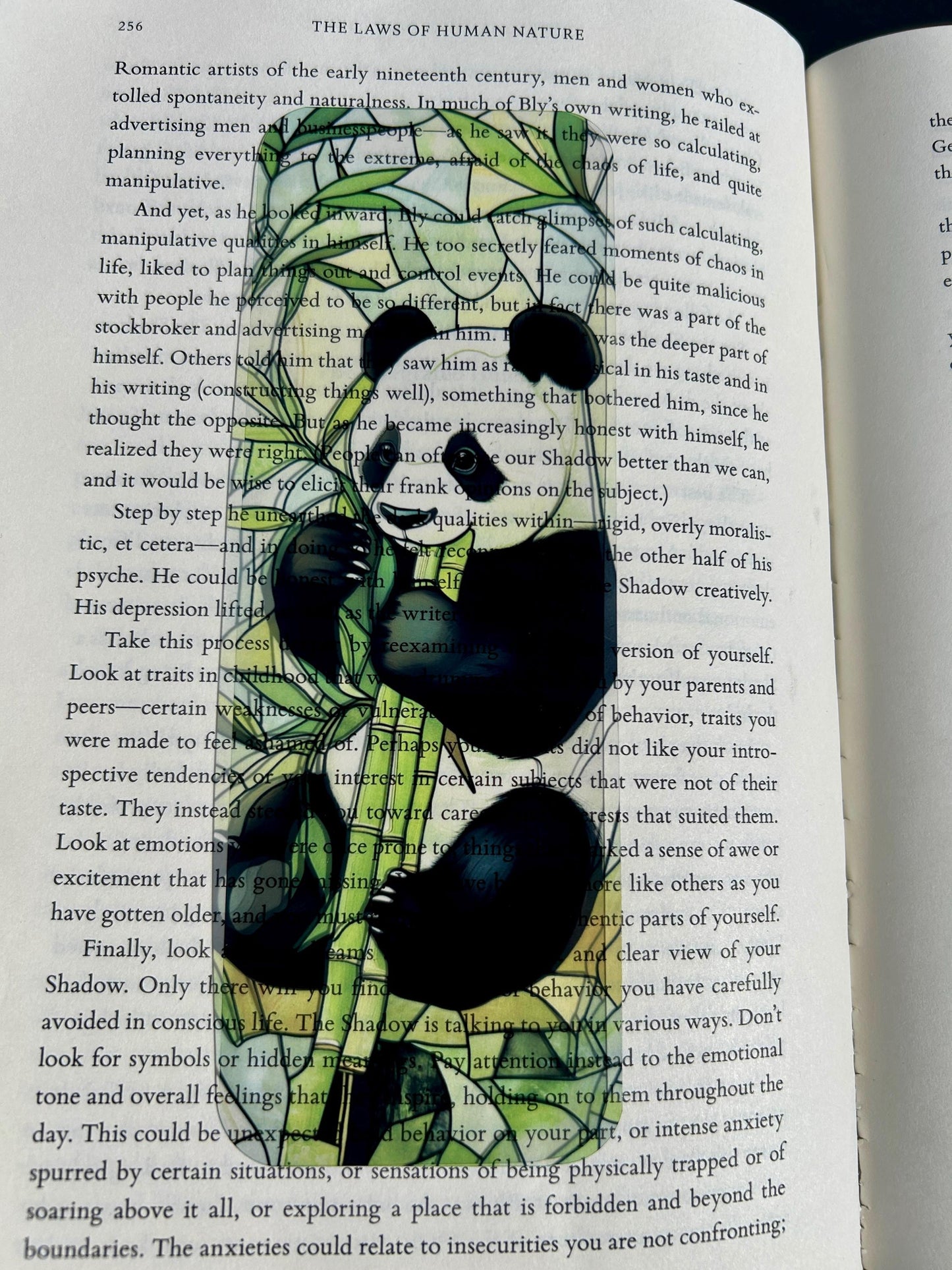 Panda Eating Bamboo Bookmark – Stained Glass Style Cute Panda Art | Nature Animal Bookmark Gift for Readers