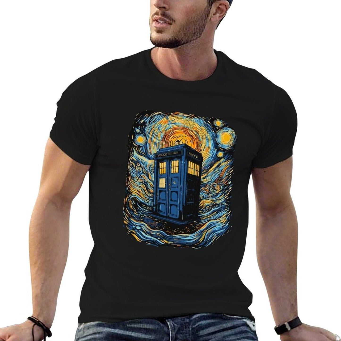 Starry Blue Box  Heathered Texture T-Shirt
