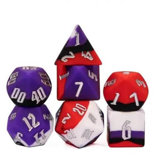 16mm Silicone RPG Dice Set - Vampire's Gala Elegance